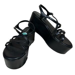 Madden Girl Y2K Platform Strappy Sandal Size 7.5 Black Flatform Bratz